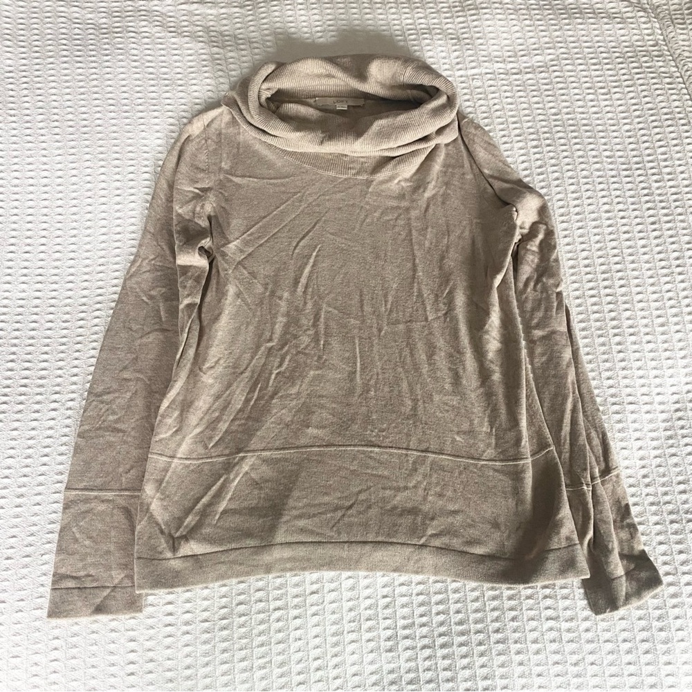LOFT Cozy Tan Knit Sweater medium